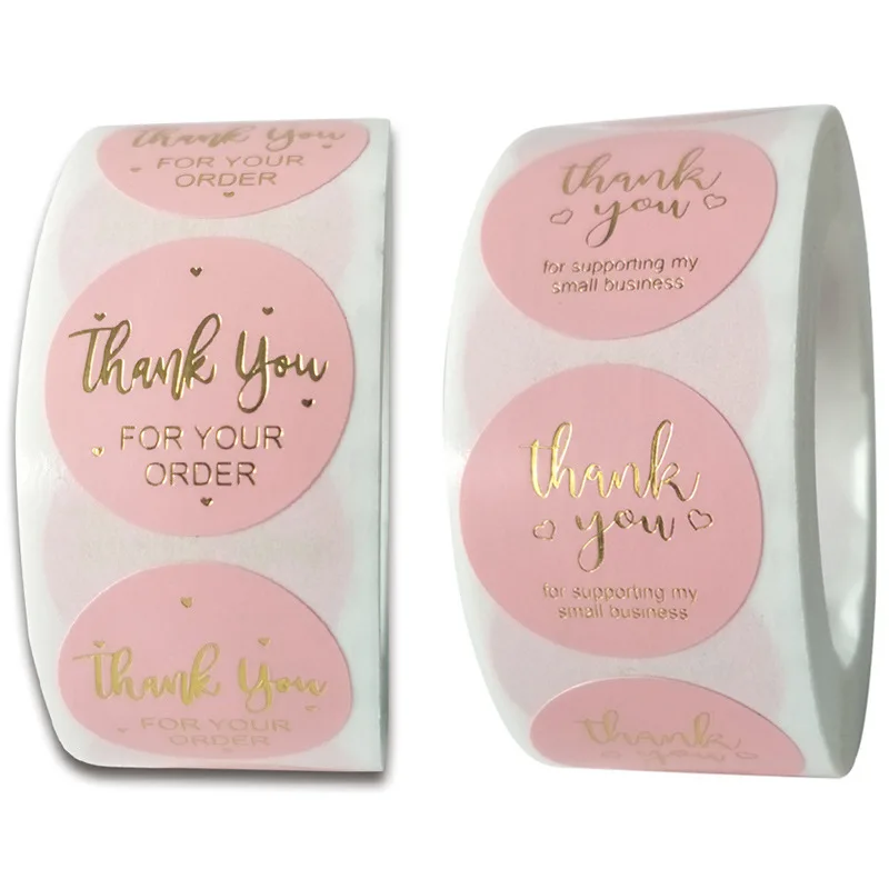 500 шт. бумажные этикетки наклейки Золотая наклейка спасибо косметика Handnade для