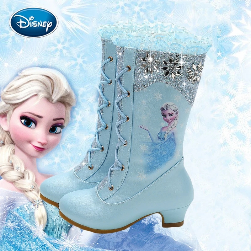 Обувь для девочек disney Frozen сезон осень зима новые высокие сапоги обувь принцессы