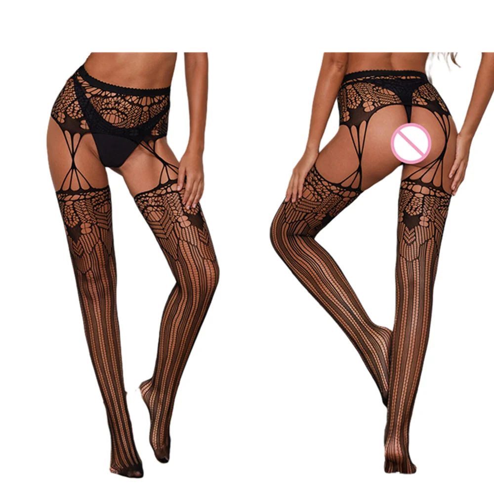 

10 Styles Erotic Hot Stockings With Garter Belt For Women Fishnet Pantyhose Plus Size Thigh High Socks Sexy Lingerie