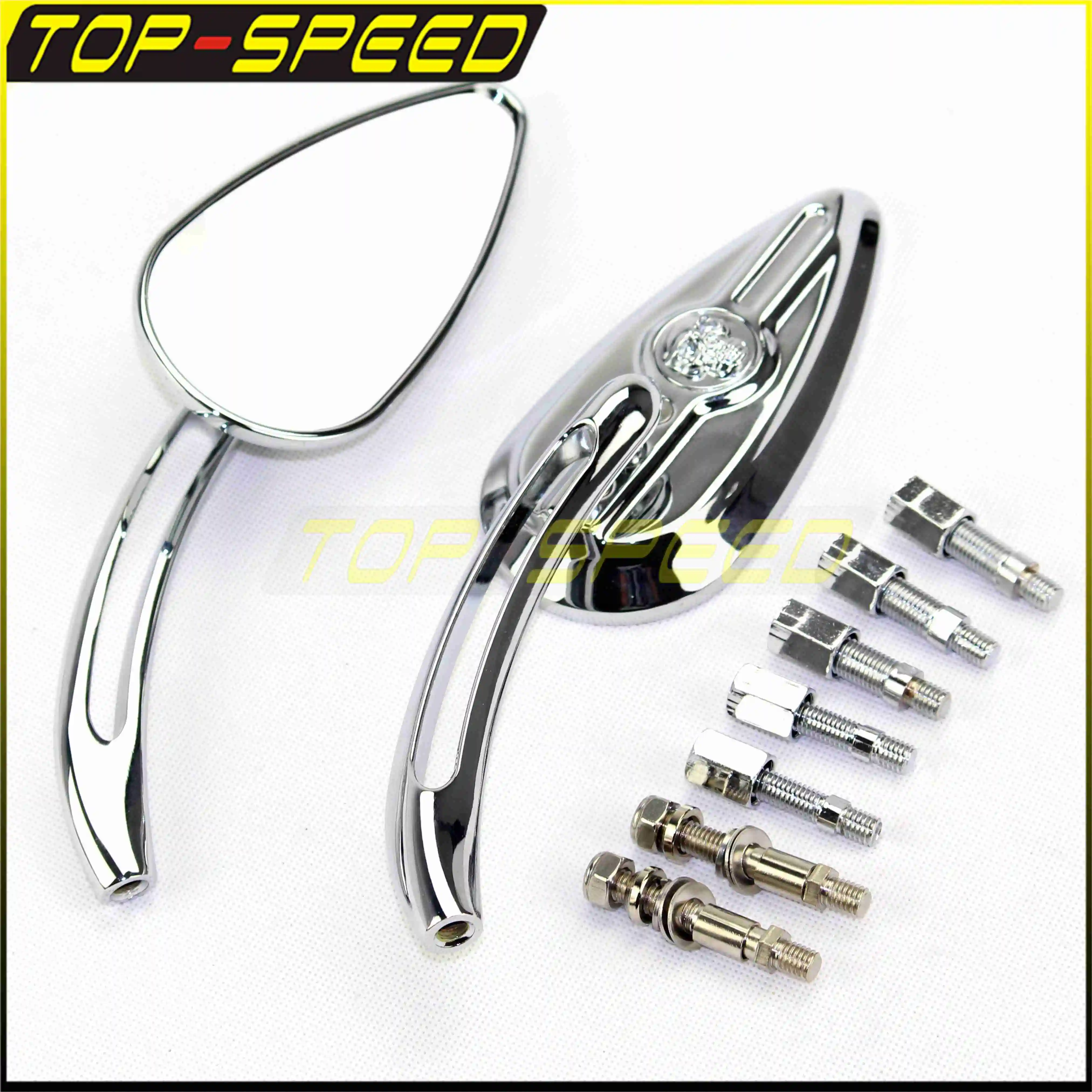 Хромированные зеркала заднего вида из алюминия для мотоцикла Cruiser Chrome Skull для Harley Sportster Dyna Heritage Softail Cafe Racer Bobber.