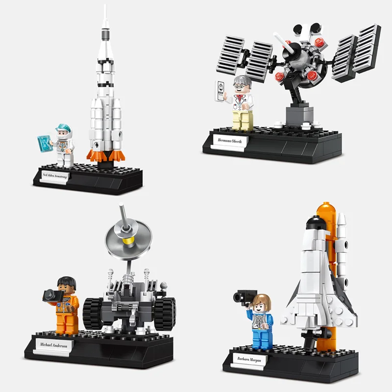 

Keepsake Space Series rocket satellite Spacecraft Lunar rover building block education toys Neil Alden Armstrong figures brick