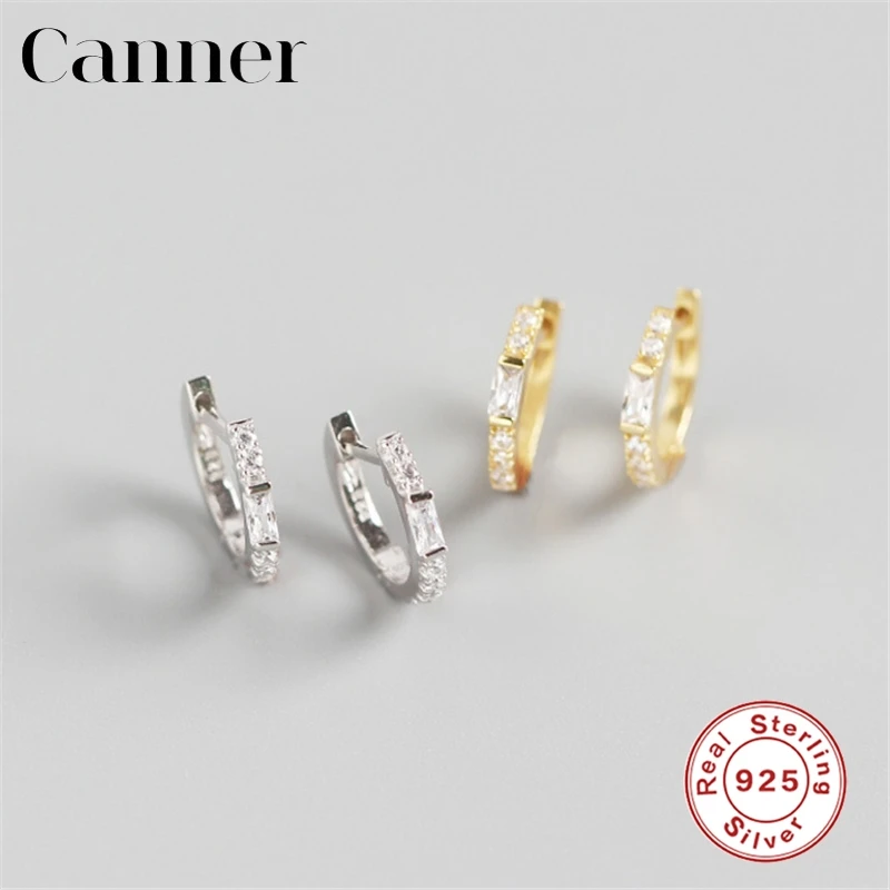 Женские маленькие серьги кольца с фианитом золотистого/серебристого цвета