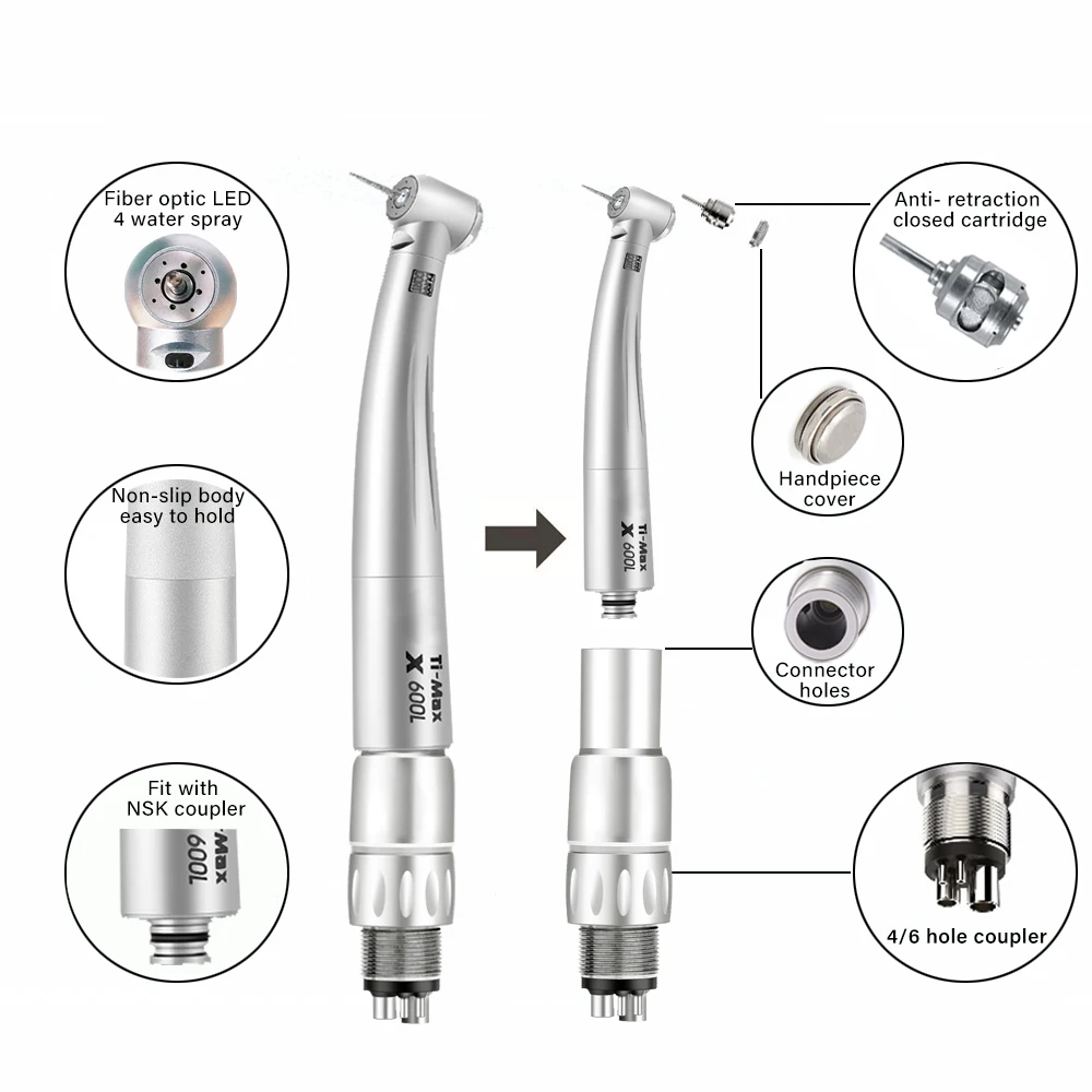 Стоматологический высокоскоростной волоконно-оптический наконечник подходит