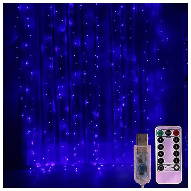 

3M 300 LED USB Christmas Curtain Light Copper Wire LED String Curtain Light Wedding Party Decorative Light Remote Control