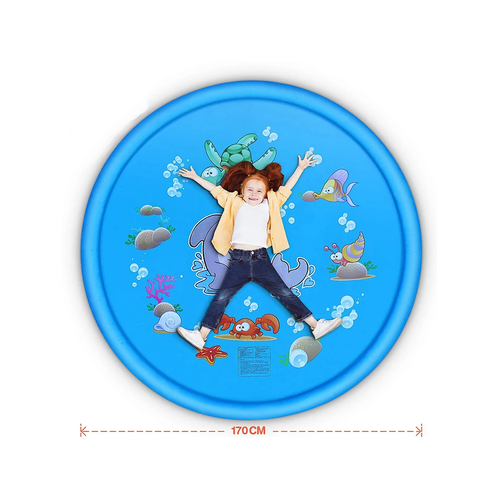 170cm Summer Outdoor Cartoon Spray Water Play Mat Kids Sea Animal Sprinkle Pad Water Spray Carpet Pad Toy Play Games Water Mat V