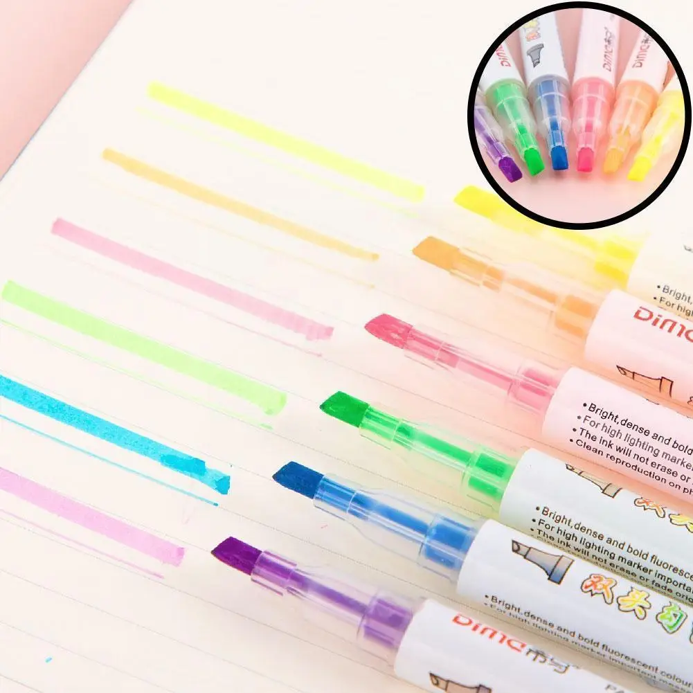 

6 Colors/pack, Color Double-headed Highlighter Pen U0P8