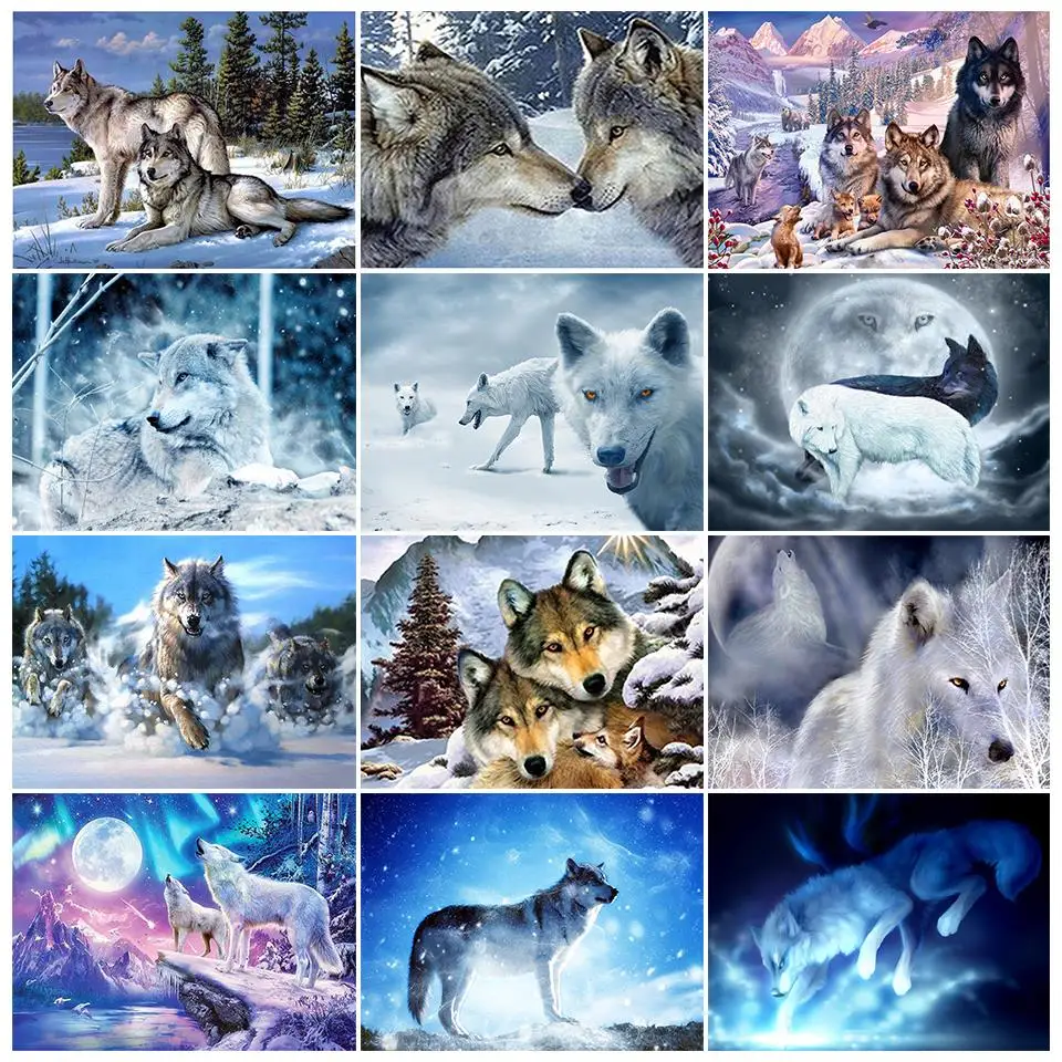 

5D DIY Diamond Painting Animal Wolf Full Square/Round Rhinestone Embroidery Art Picture Rhinestone Mosaic Home Decoration Gift