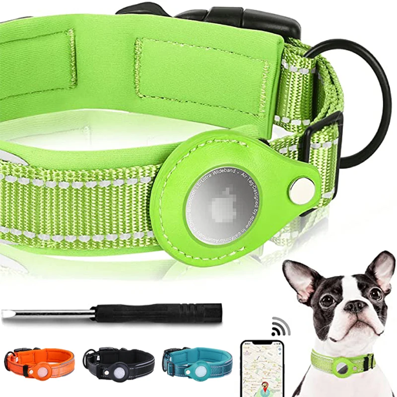 

Leather Pet Collar Airtag Case Cat Dog Anti-lost Locator Cover Loop Holder Reflective Protective Sleeve For AirTags Accessories