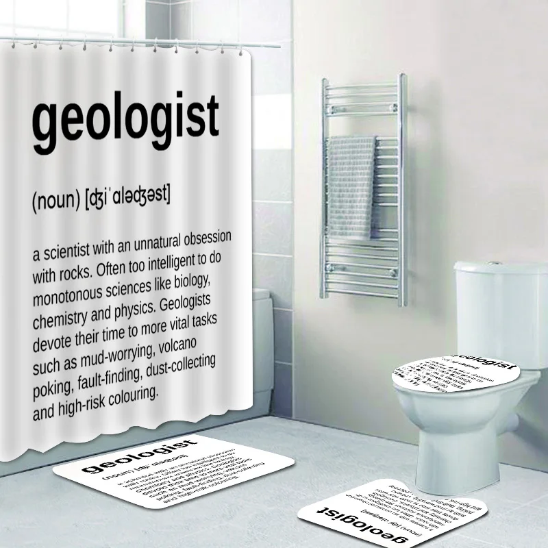 Забавная занавеска для душа в стиле геолога ванной комнаты с ковриком