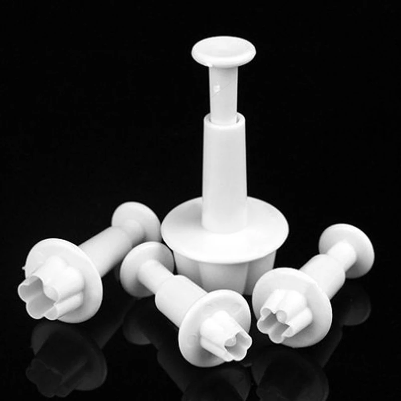 

justdolife 4Pcs Hand Pressure Cookie Molds Flower Shape DIY Cookie Stamps Cake Decoration Tools DIY Baking Tools