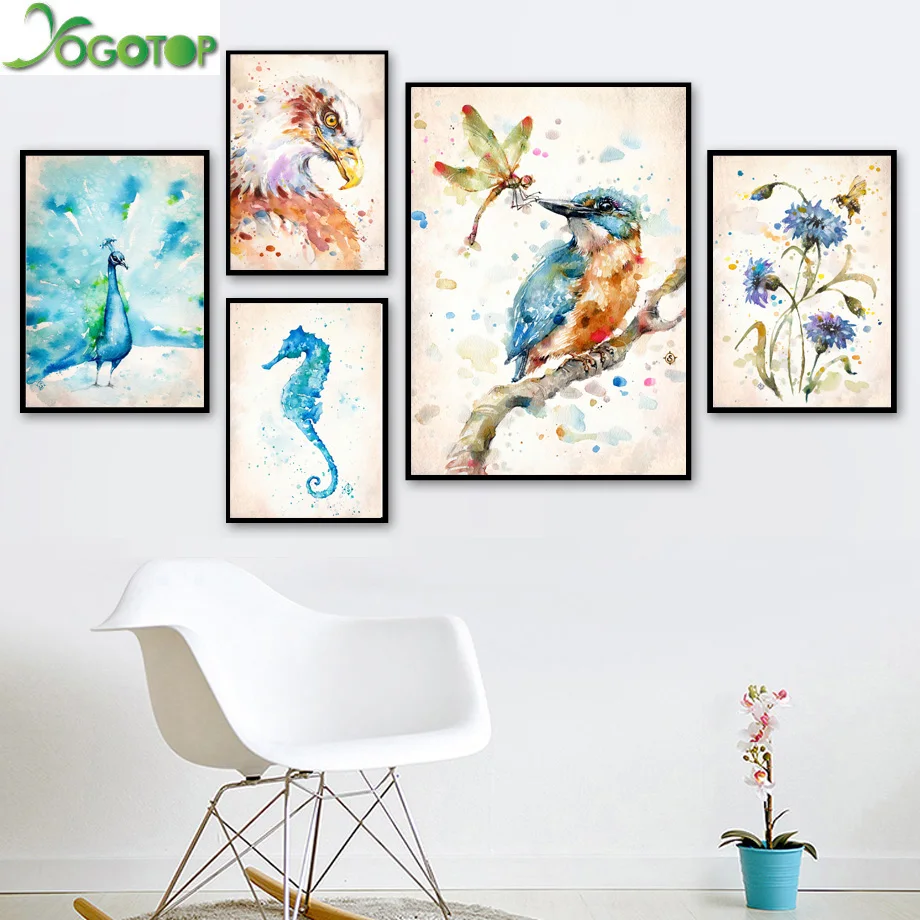 Алмазная живопись своими руками 5D мозаика вышивка полная Стразы акварель птица