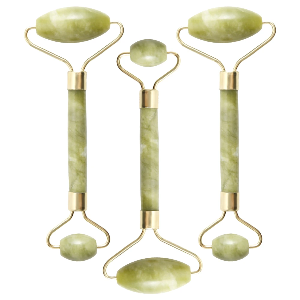 Прямая поставка нефрит для массажа лица роликовые Двойные головки Нефритовый