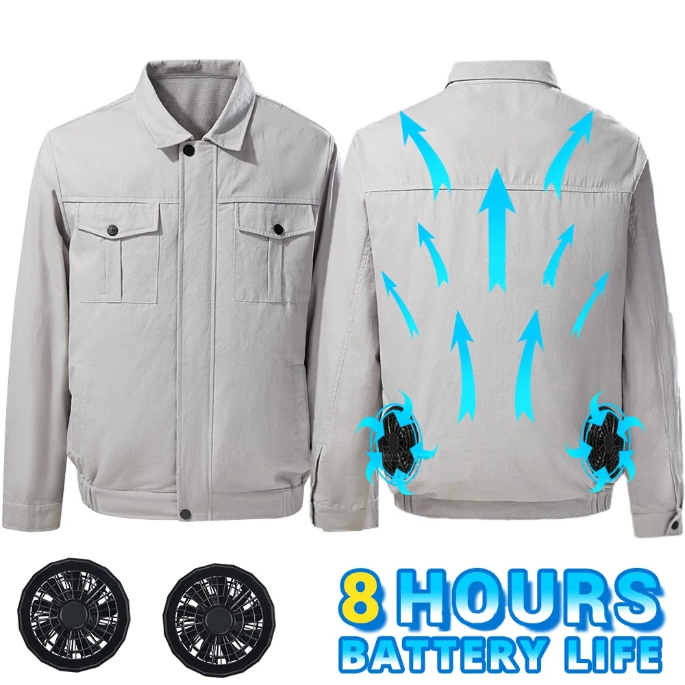 

Summer Cooling Fan Jacket Heatstroke Protection Hiking coat Outdoor Workwear USB fishing waterproof Air Conditioning Clothes Men