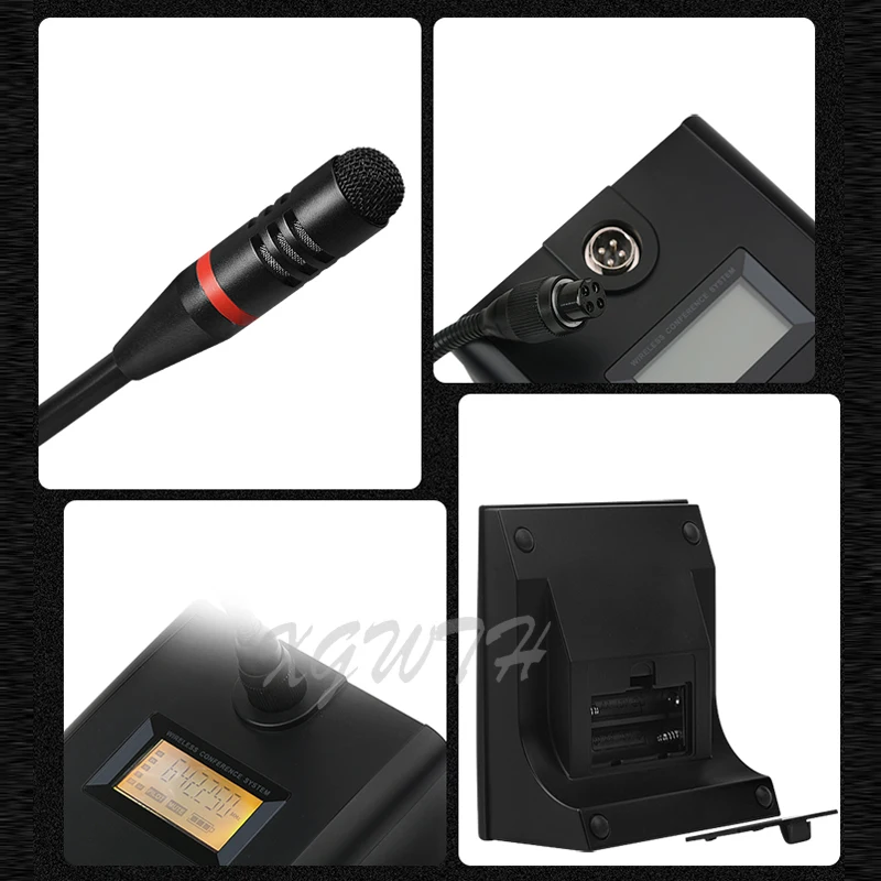 저렴한 UHF-4 테이블 무선 구즈넥 마이크 시스템, 오디오 콘덴서 마이크, 디지털 회의실 마이크 세트, 안테나 수신기 4 개 포함