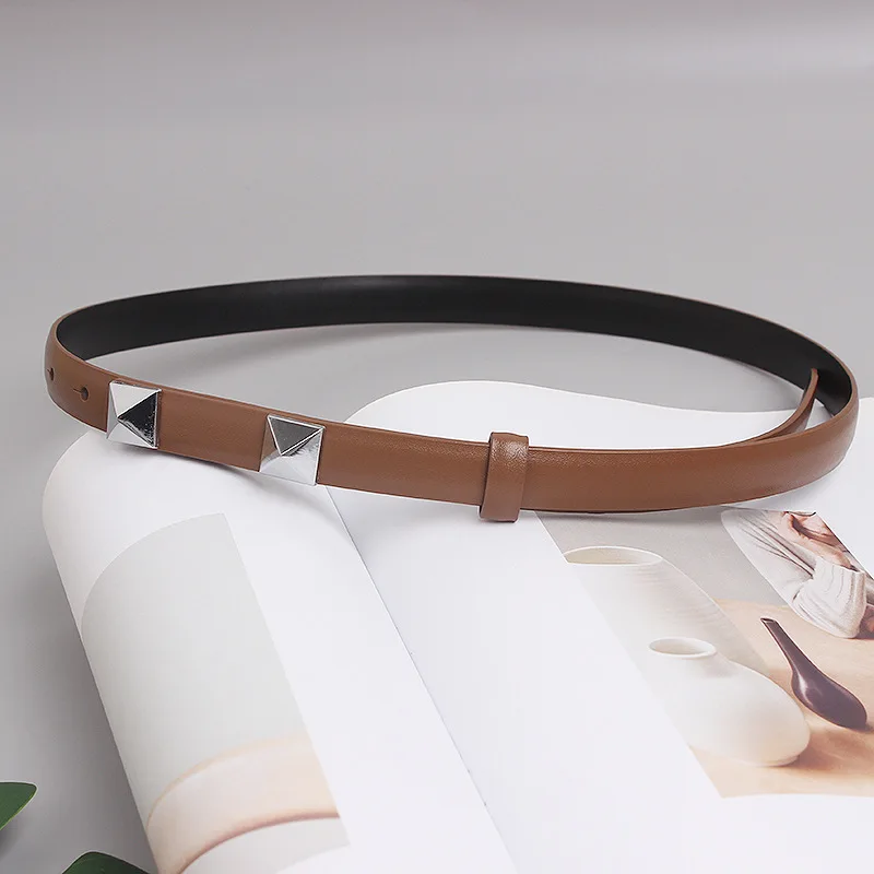 Женский ремень с заклепками двусторонний пояс для костюма или платья 2021 |