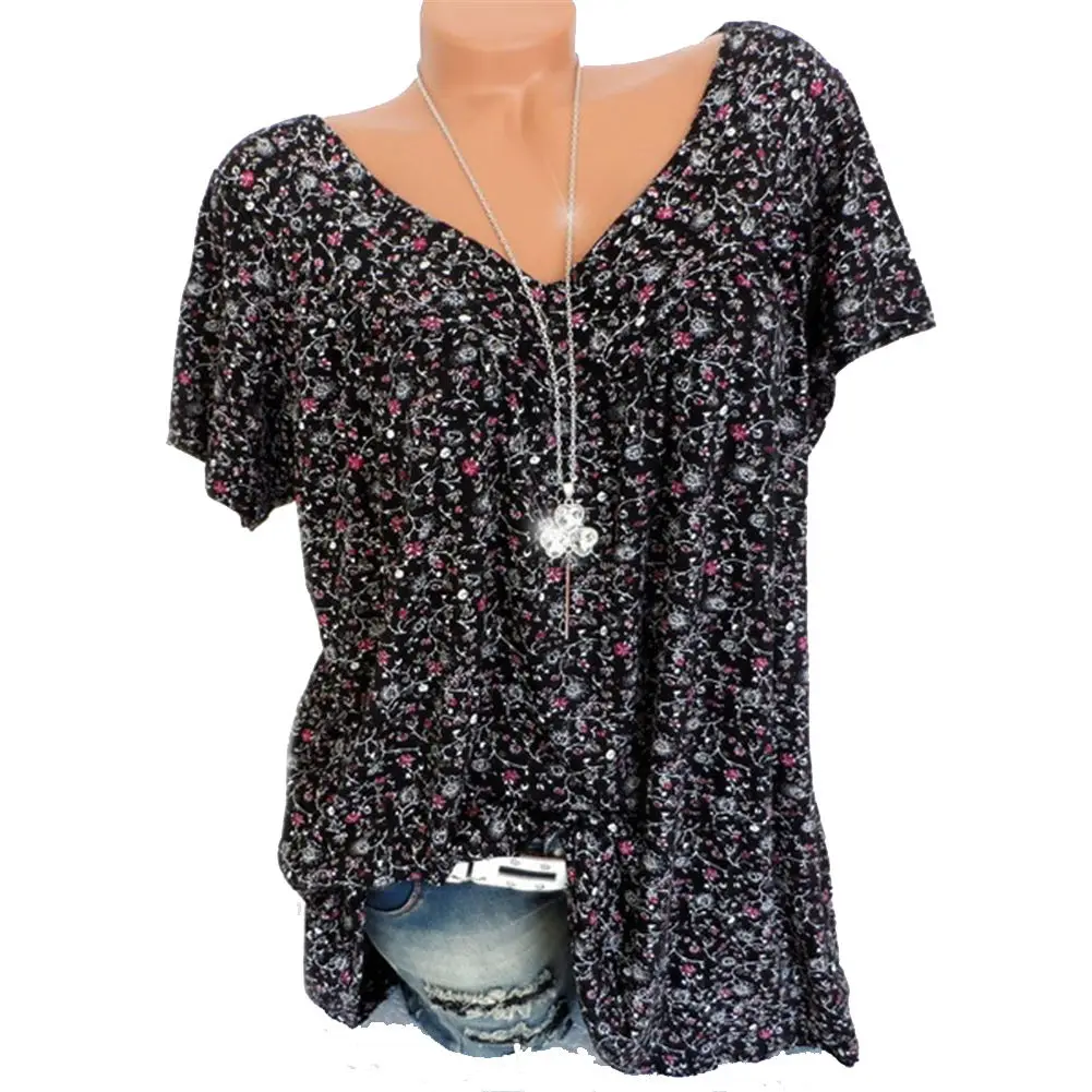 Женская футболка с коротким рукавом и V-образным вырезом | одежда