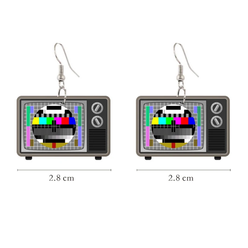 

Donarsei Creative Vintage Acrylic Television Drop Earrings For Women Funny Handmade TV Dangle Earrings Novelty jewelry