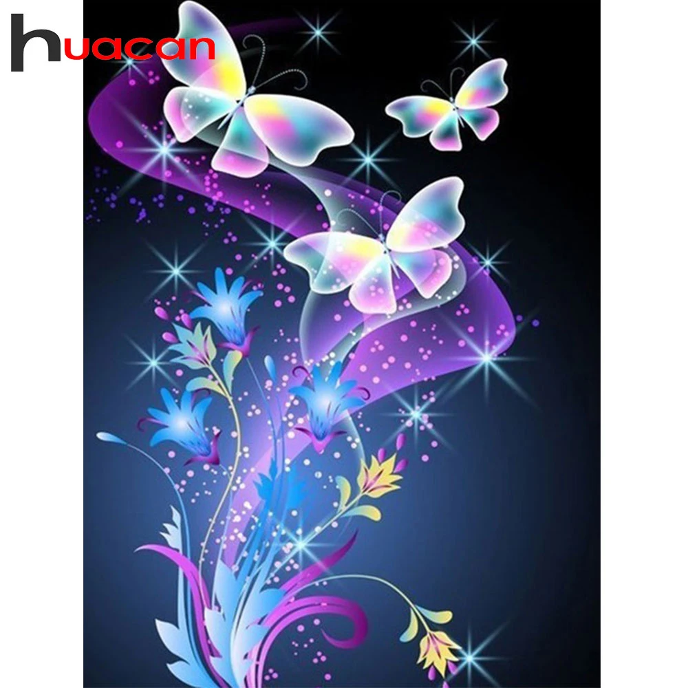 Huacan алмазная вышивка полная выкладка распродажа бабочка 5д мазайка животные