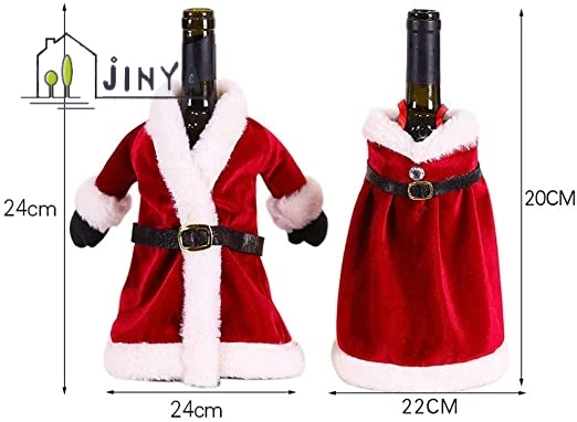 

2 PCS Christmas Wine Bottle Covers Dress Skirt Wine Bottle Set Decoration Festive Dinner Dining Table Christmas Holiday Gift