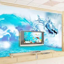 CJSIR пользовательские обои волна вода Дракон шаблон ТВ фон стены