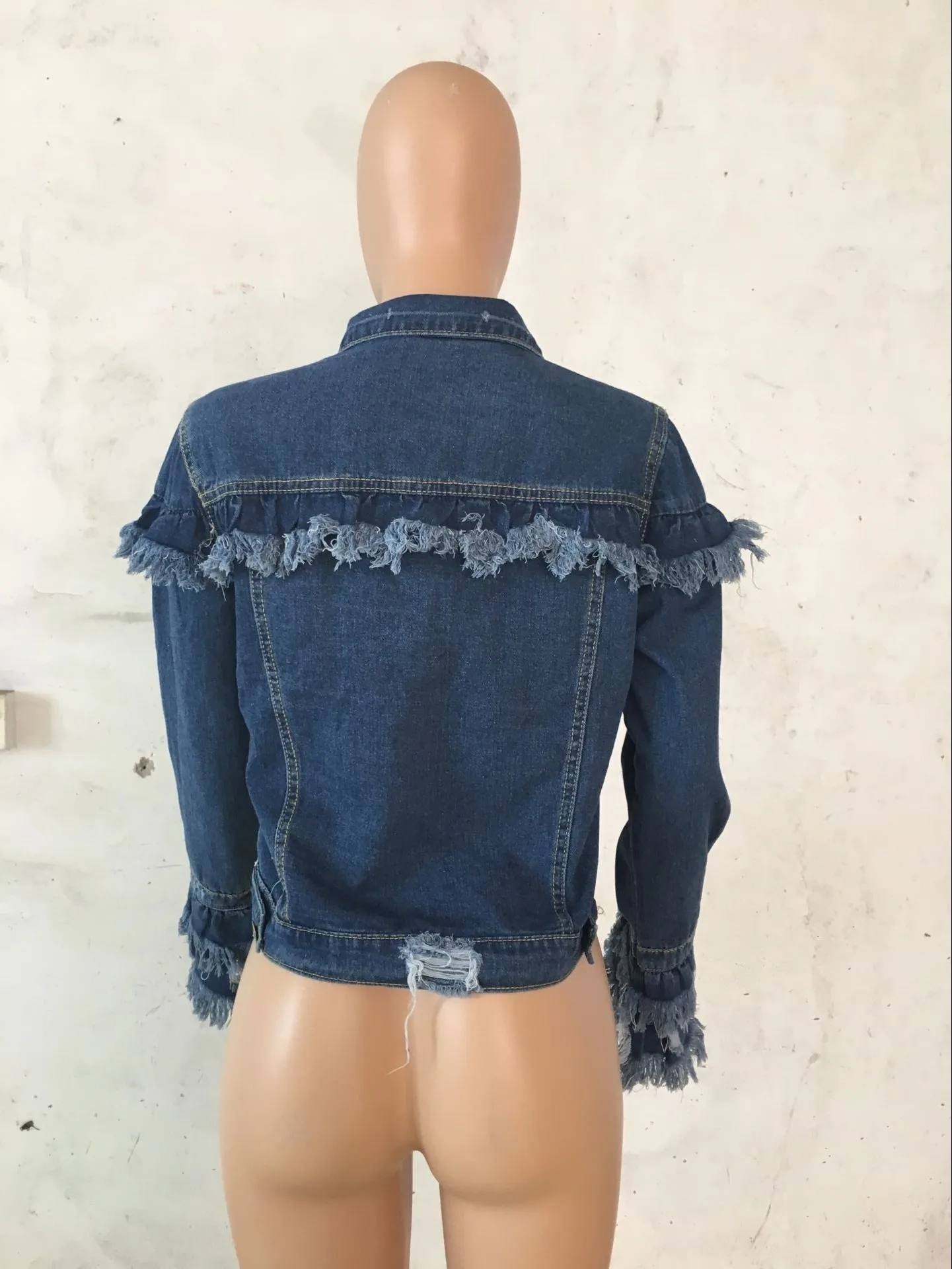 

Autumn Streetwear Denim Outwear Blue Cropped Jacket New Arrival 2021 Fashion Plus Size Clothing Women Jackets Sale Items