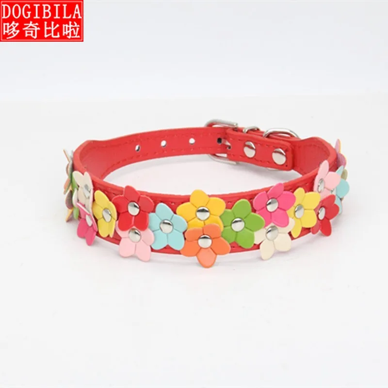 pet products dog collar fashion colorful leather PU traction |