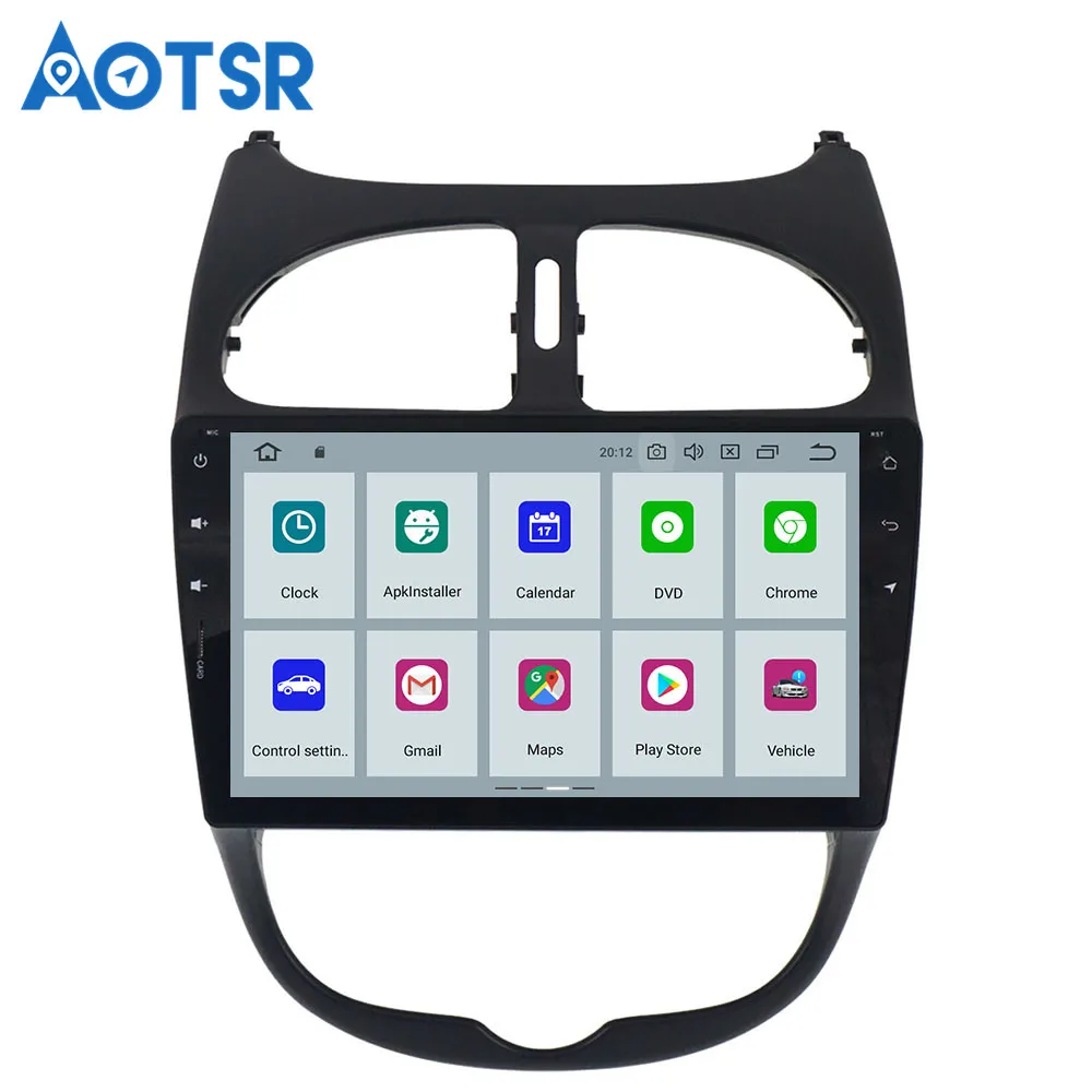 Aotsr Android 9.0 GPS-навигация без DVD-плеера для Peugeot 206 2000 - 2016 мультимедийный