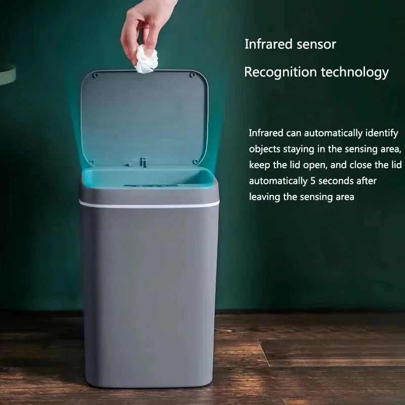 intelligent trash can automatic sensor dustbin smart sensor electric waste bin home rubbish can for kitchen bathroom garbage free global shipping