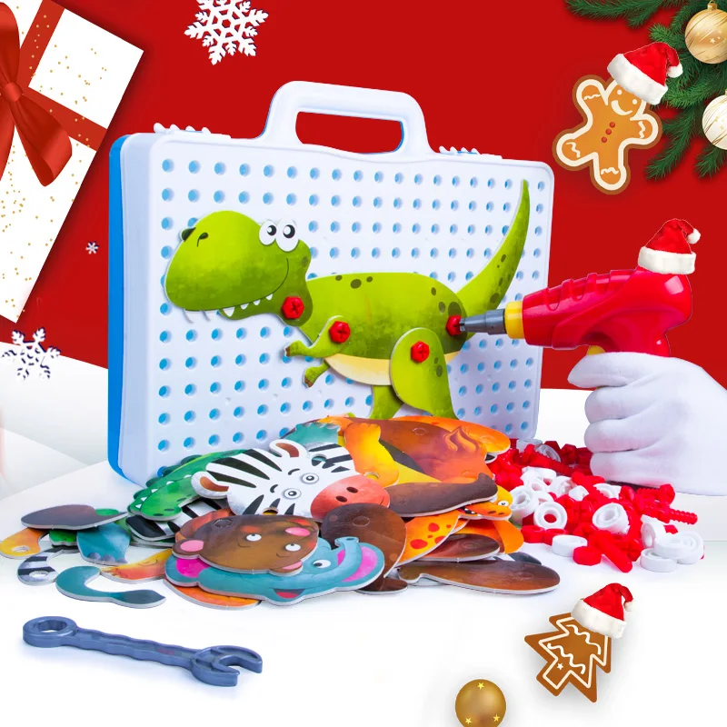 

Детский инструмент, игрушки, электрическая дрель, шурупы, 3D пазл, обучающие игры для ролевых игр, сборка животных, модель блока, игрушка