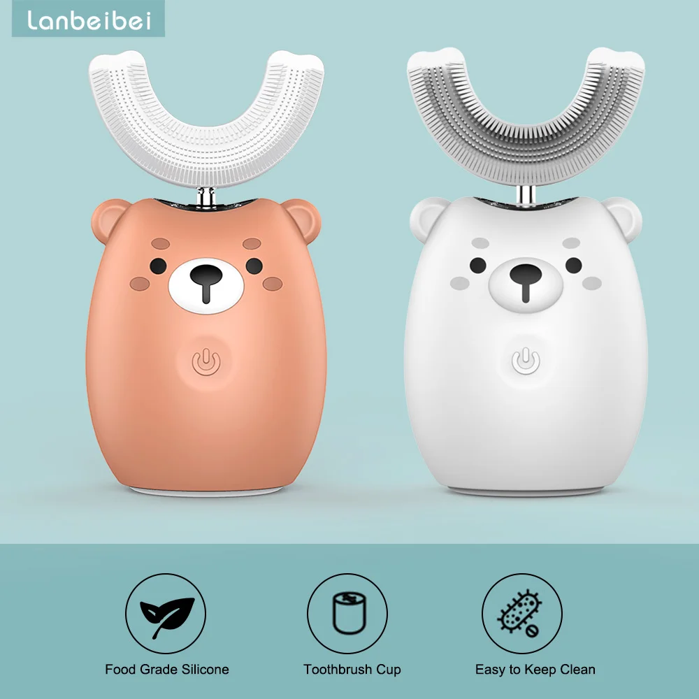 1Pcs Cute Kids' Electric Toothbrush Rechargeable Sonic U Shape Brush Head Silicone Automatic Children Teeth | Бытовая техника