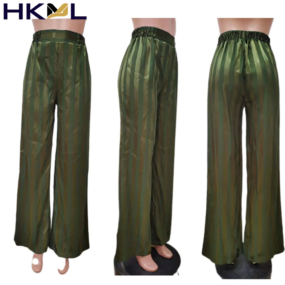 

2021 Spring Autumn Women Wide Leg Pants Solid Color Striped High Waist Casual Mopping Trousers Pants New