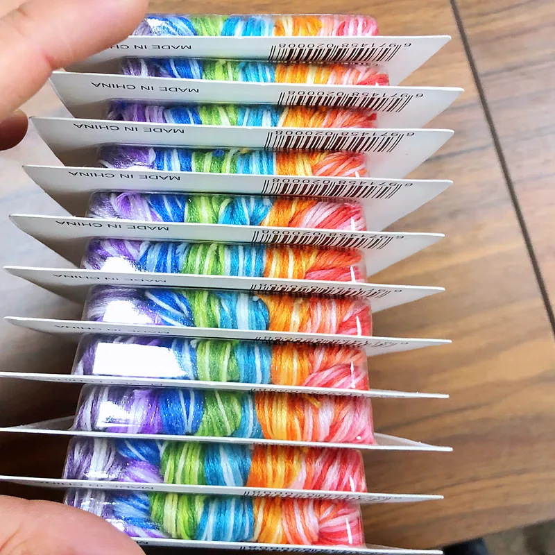 8pcs/card Color Variation Embroidery Variegated Floss Cross stitch 6 strands Thread 8 meters skein | Дом и сад