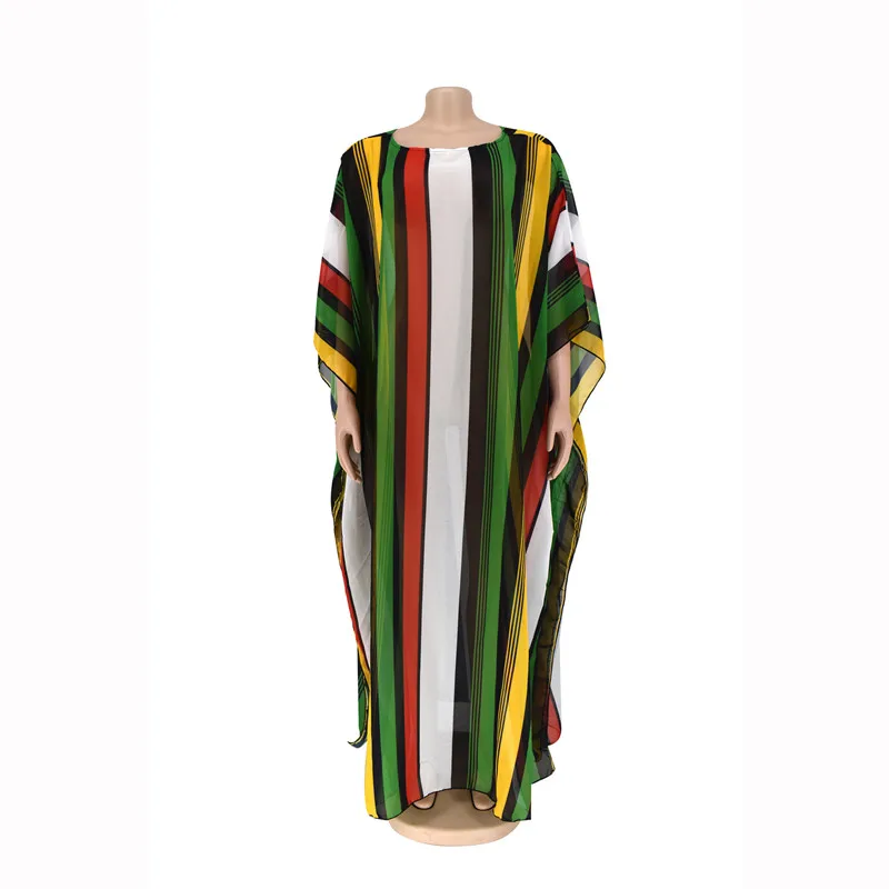 

Islamic Clothing Dubai Abaya Muslim Dress Women Bangladesh Evening Dresses Stripe Chiffon Long Dress Plus Size African Costume