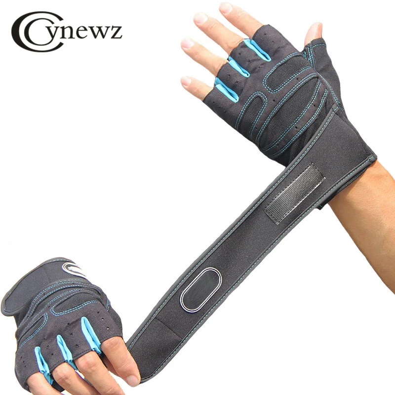 Мужские перчатки для бодибилдинга и фитнеса рукавицы с длинным ремешком на