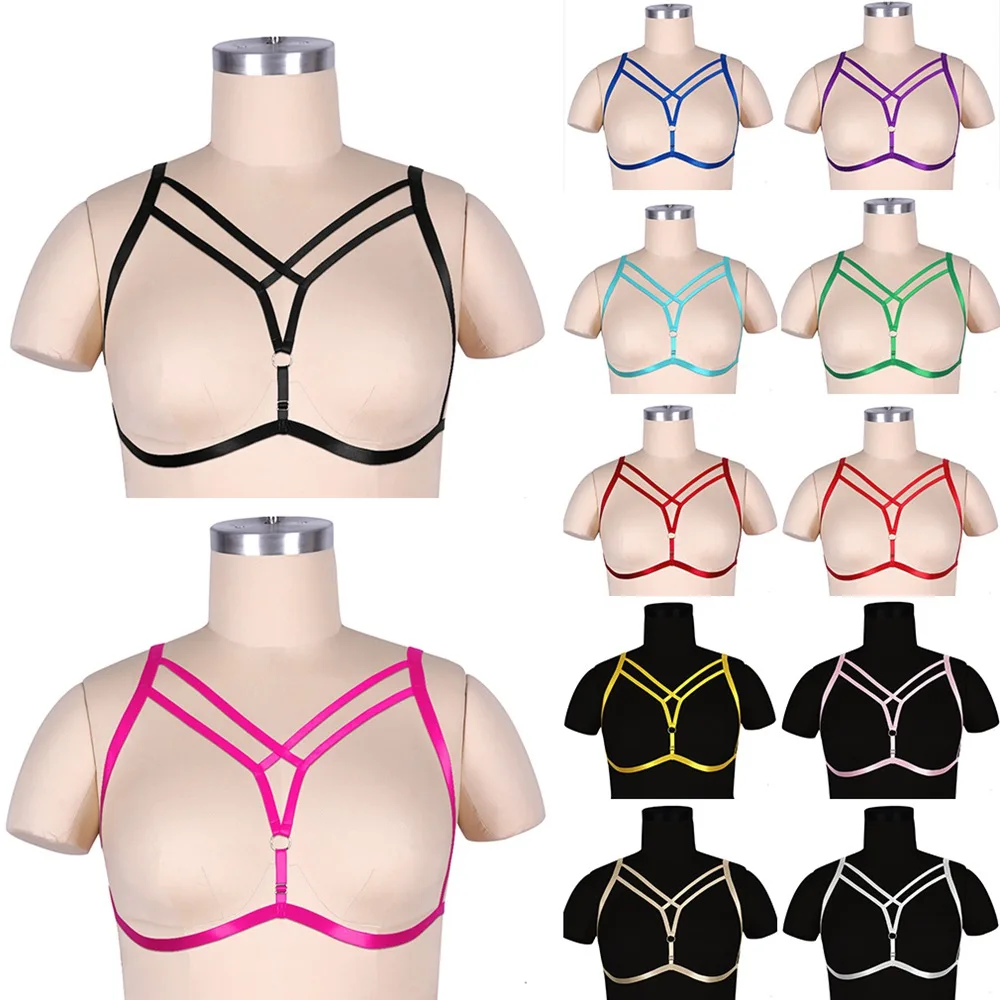 

Harajuku Harness Sexy Underwear Bondage Hollow Bra Tops Waist Suspender Plus Size Plump Women Dance Costume Goth Accessories