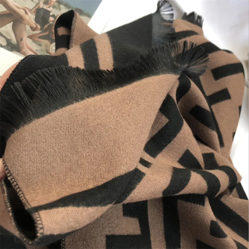 New Brand Letter Thick Cashmere Scarf Shawl Women Luxury Pashmina Warm Blanket Neckerchief Foulard Bufanda Decorate Stoles 2021 | Дом и сад
