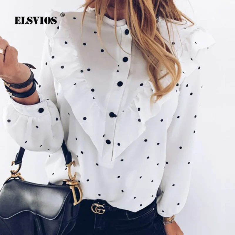 Женская Весенняя блузка с круглым вырезом и пуговицами элегантная рубашка в