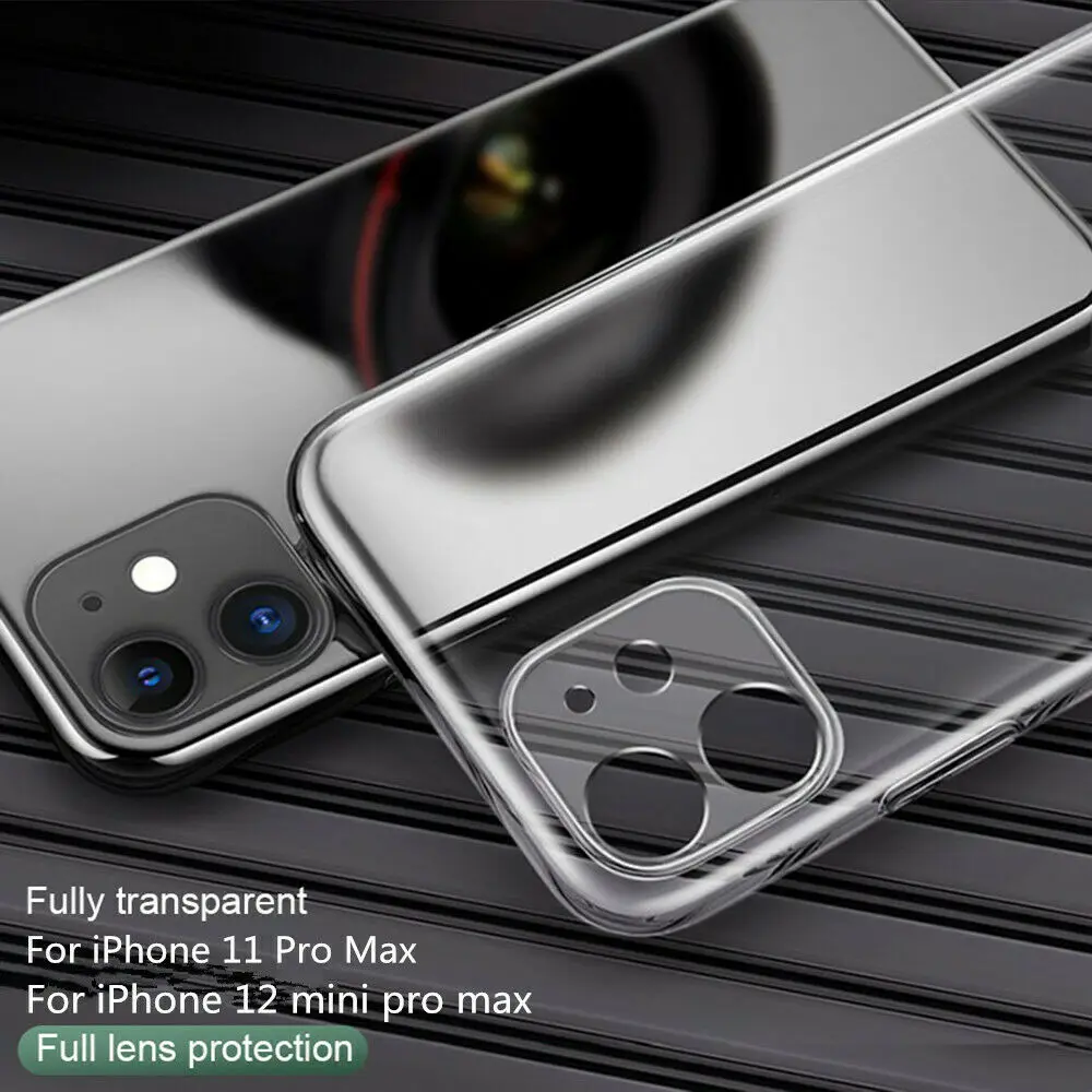 

UGI Transparent Phone Case Soft TPU Luxury Cover Light Ultra Thin Full Lens Protector on For iPhone 12 Pro Max Mini 11 Pro Max