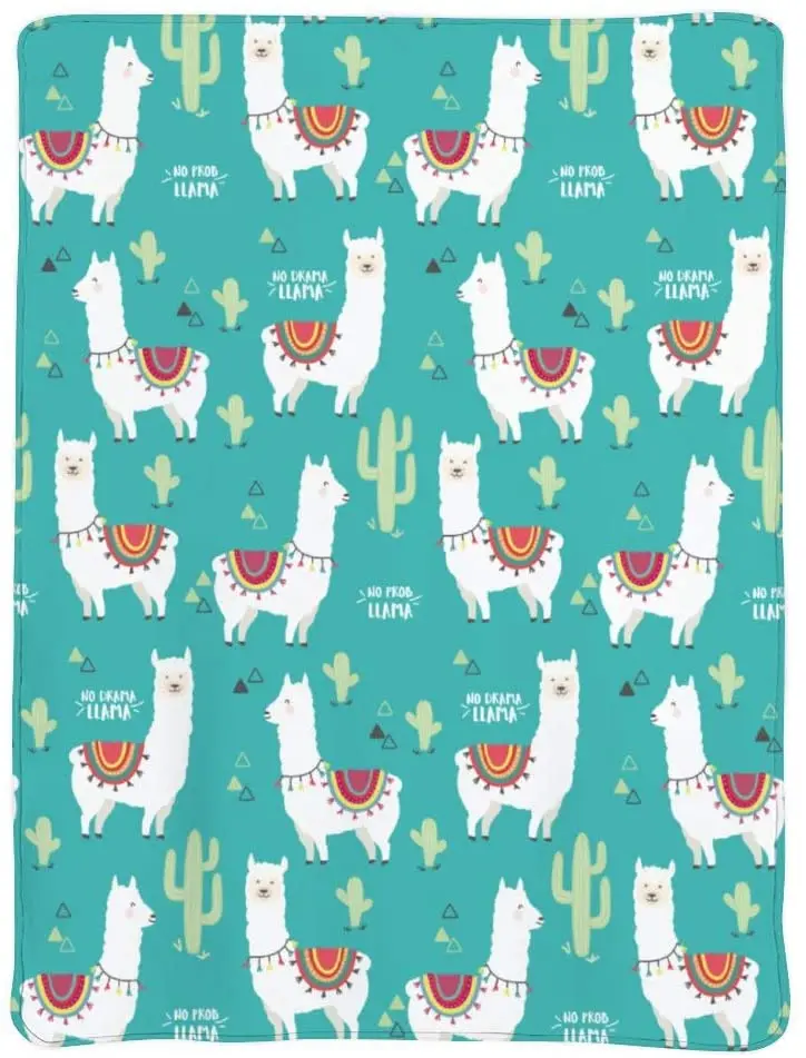 

Alpaca No Prob-Llama and Cactus Blankets & Throws Soft Microfiber Cozy Warm Throw Blanket for Couch Bedroom Living Room