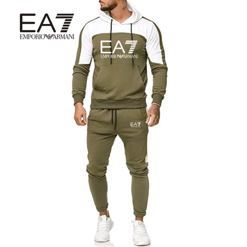 Мужской спортивный костюм из двух предметов повседневный свитшот с капюшоном и