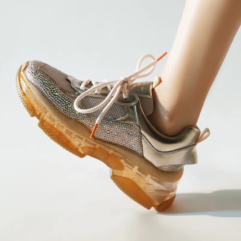 

MoonMeek 2020 new sneakers shoes women round toe crystal ladies flats shoes comfortable ladies flat platform shoes women flats