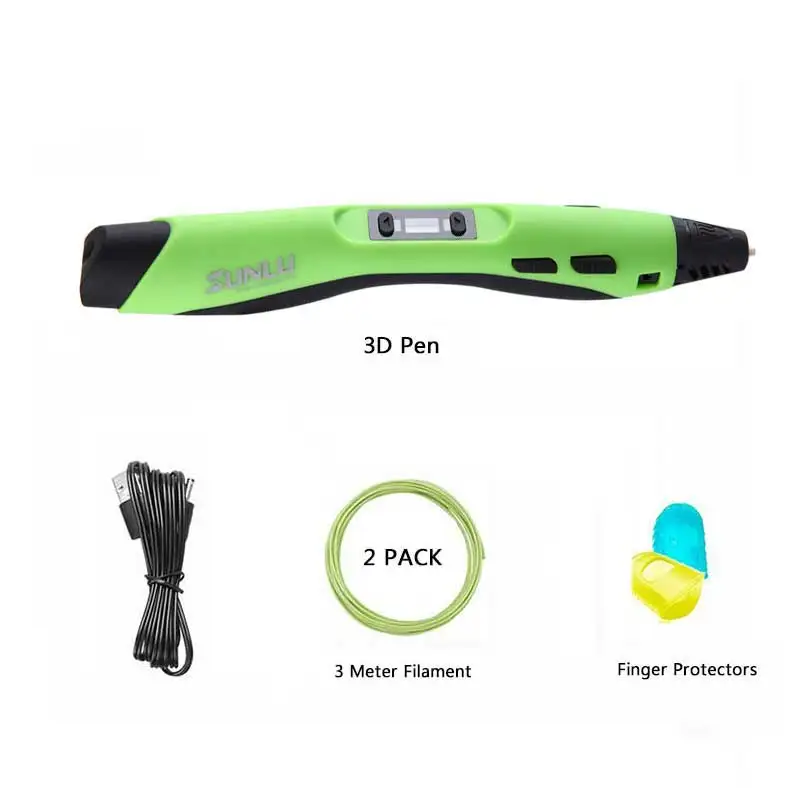 SL-300A-Green SUNLU 3D Ручка SL-300A поддержка ABS/PLA/PCL нити 1,75 мм детские ручки для рисования Регулируемая температура волшебная ручка - Цвет: SL-300A-Green