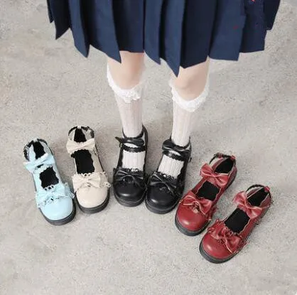 Туфли лодочки женские из искусственной кожи на низком каблуке с бантом|Туфли| |