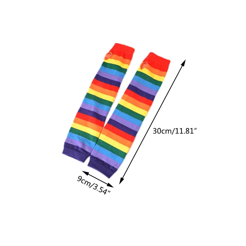 

Knitted Arm Rainbow Color Sleeve Tattoo Cover Up Sleeves for Summer Driving L41B