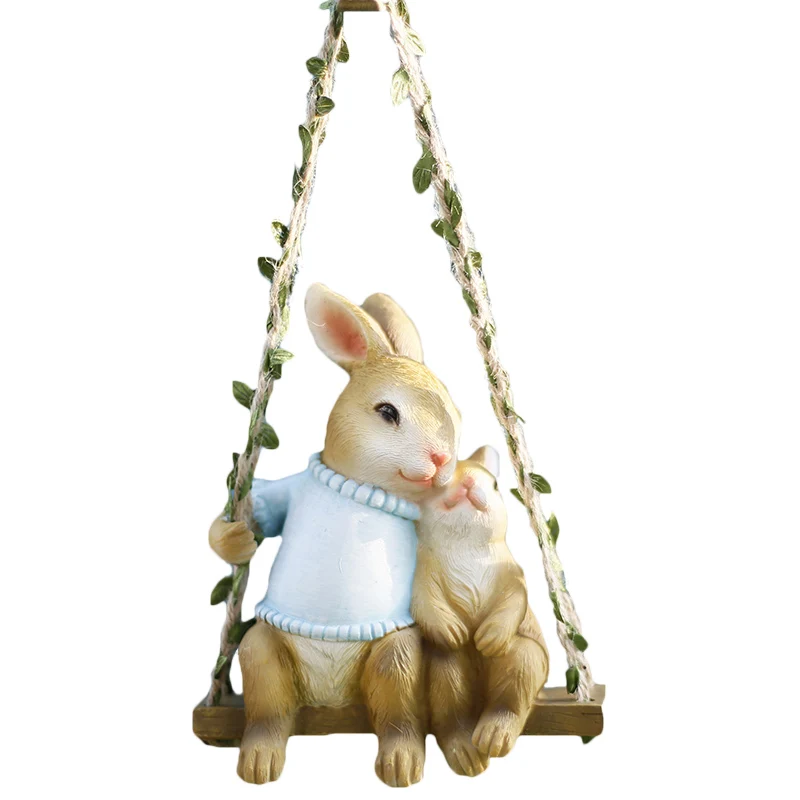 

New Nordic Cartoon Resin Rabbit Animal Wall Sculpture Decoration Courtyard Balcony Garden Gardening Home Decor Ornaments