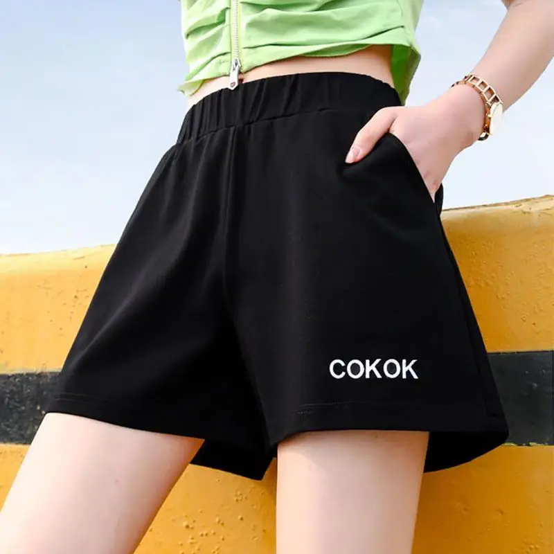 

Leisure sports running shorts women's summer big size fat mm loose show thin wide leg versatile home wear A-line pants