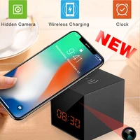 wifi ip camera mobile wireless charger table clock video security mini ip camera full hd 1080p invisible lens camcorder