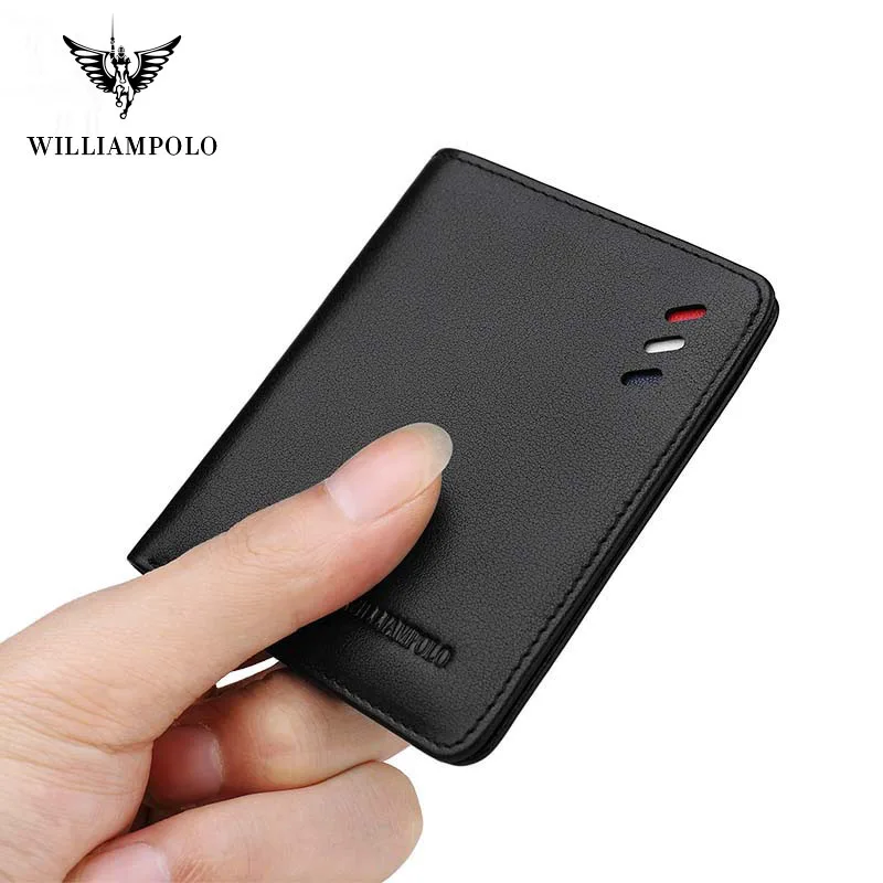High-end first layer cowhide ultra-thin mini wallet new simple fashion wallet men's short credit card holder folding cash pocket