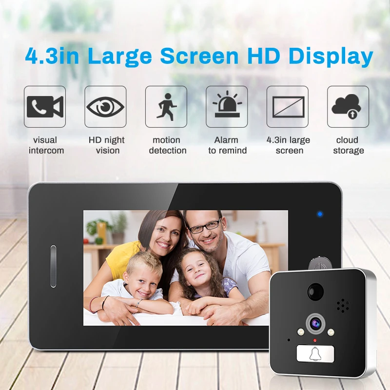 Door Viewer WIFI Peephole 4.3 Inch HD Smart viewer Camera Monitor Support PIR Detector and Night Vision Function | Обустройство дома