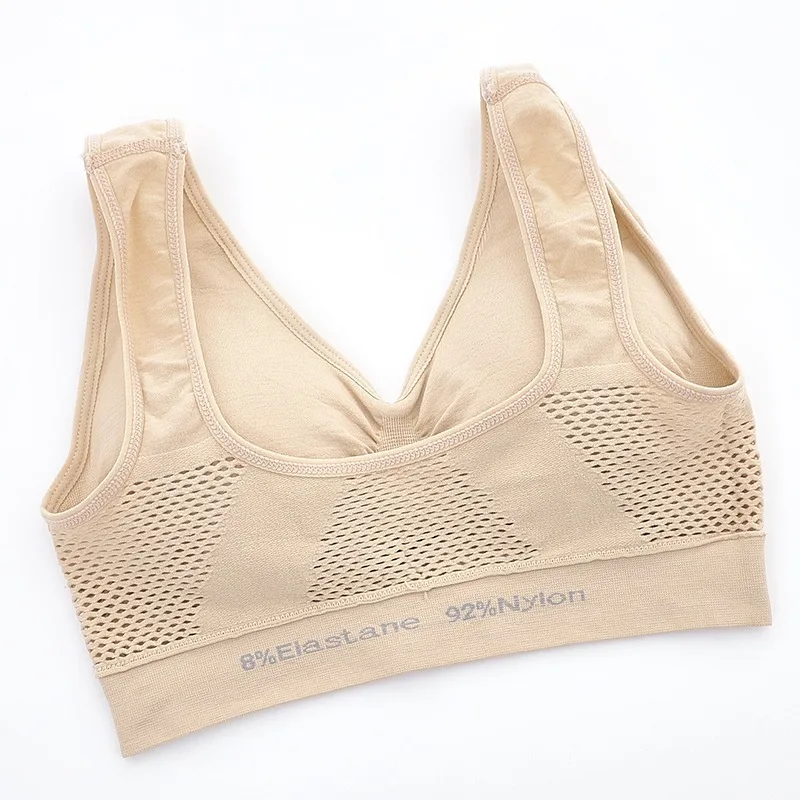 XL 2XL Mesh Sports Bra for Women Breathable Plus Size Yoga Wireless High Stretch Top Padded Fitness Workout | Спорт и развлечения